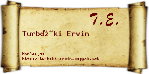 Turbéki Ervin névjegykártya